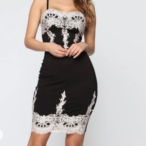 Haute Monde Black and White Adjustable Strap Bodycon Women's Dress Size S NWT